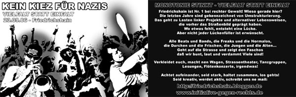 Flyer: Kein Kiez fr Nazis – 23. September 2006, 15 Uhr, Frankfurter Tor